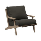 Modway Saratoga Outdoor Teak Wood Chair and Ottoman Set - Flint Grey-Weather-Resistant Cushions