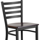 Flash Furniture HERCULES Series Black Ladder Back Metal Restaurant Barstool - Walnut Wood Seat - 2 Pack-18 Gauge Steel Frame