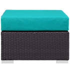 Modway Convene Outdoor Patio Fabric Square Ottoman - Espresso/Turquoise-Water & UV Resistant