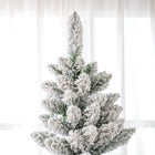 HOMCOM 7' Flocked Pencil Artificial Christmas Tree with Steel Base - Green-3-section design for hassle-free assembly