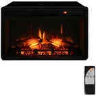 HOMCOM 27" Electric Fireplace Insert Heater with Remote Control - Black-Realistic LED flame effect with 3 adjustable brightness settings 