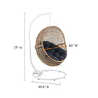 Modway Encase Outdoor Patio Rattan Swing Chair - Cappuccino Navy-Powder-Coated Steel Frame