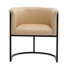 Manhattan Comfort Cosmopolitan 24" Mid-Century Modern Faux Leather Upholstered Dining Chair - Tan and Black-Semi Circle Open Design with Tight Back Finish
