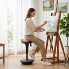 HOMCOM Swivel Standing Backless Wobble Stool Chair with Rocking Motion - Brown-Adjustable height suitable for both sitting and standing desks