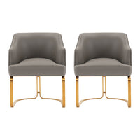 Manhattan Comfort Raya 25.2" Modern Leatherette Upholstered Dining Armchair - Taupe - Set of 2-Modern Dining Chair for Dining Room and Task Chair Usage
