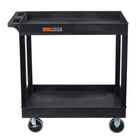 Luxor TUFFY XL Two-Tier Multi-Purpose Utility Cart with Heavy-Duty 5" Casters - 32" W x 18" D - Black-It supports up to 500 pounds when the weight is evenly spread, with each shelf rated for 250 pounds
