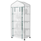 Outsunny 27" x 20" x 65" Portable Greenhouse with 4 Tier Shelves and Wheels - White- High-quality steel tubes and strong plastic grid  for a solid, reliable construction
 