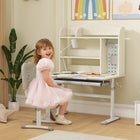Qaba Kids Desk, Height Adjustable Study Table with Tilted Desktop, Storage - Natural-Tilts up to 45° for easy reading, writing, and drawing
