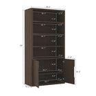 Manhattan Comfort Rivington 40" Modern 4-Shelf Bookcase Cabinet - Walnut-Clean, handle-free doors with integrated cutouts for a sleek, modern look