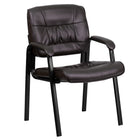 Flash Furniture Leather Executive Side Reception Chair with Black Metal Frame - Brown-Contemporary Style