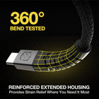 Scosche Strikeline Heavy Duty USB-C to USB-C Braided Cable - 4 ft - Black-4 ft long