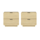 Manhattan Comfort Chrystie 26" Contemporary Modern 2-Drawer Nightstand Set - Natural-Modern Nightstand for Bedroom and Living Room Use