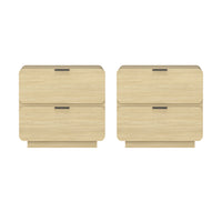 Manhattan Comfort Chrystie 26" Contemporary Modern 2-Drawer Nightstand Set - Natural-Modern Nightstand for Bedroom and Living Room Use
