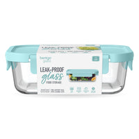Bentgo Glass Leak-Proof Glass Food Storage - 1041 mL - Soft Aqua-Keep food fresh and organized in the fridge with this versatile non-porous glass container