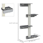 PawHut Wall-Mounted Cat Shelf with 4 Platforms and Scratching Posts - Light Grey-Each cat shelf features a soft mat, providing a cozy resting spot 