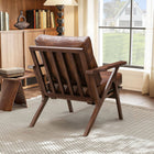 Ebello Joichiro 29.5" Wide Solid Wood Frame Upholstered Mid Century Modern Retro Armchair Accent Chair - Light brown-9