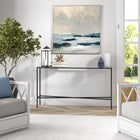 Hudson&Canal Henley 55"W Console Table with Glass Top - Blackened Bronze-Clean with a soft, dry cloth and no harsh chemicals or abrasive cleaning materials