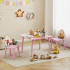 Qaba Kids Table & Chairs Set, Children Table & 2 Chairs Set with Animal Pattern, Kids Activity Furniture - Pink-Child-sized height for comfortable use
