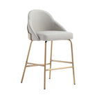 Manhattan Comfort Gracie 22" Modern Leatherette Upholstered Counter Stool - Stone and Gold-Weight Capacity: 275 Lbs. Each