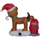 GEMMY Airblown Inflatable Christmas Dog and Fire Hydrant - 48"-Deflates for easy storage