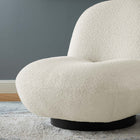 Modway Kindred Boucle Upholstered Upholstered Fabric Swivel Chair - Black Ivory-Black Iron Swivel Base