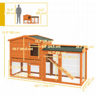 PawHut 59" W 2-Level Rabbit Hutch with Run and Roof - Orange-Suitable for outdoor areas 