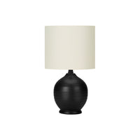 Monarch Specialties 17" H Transitional Table Lamp - Black Ceramic / Ivory / Cream Shade-With a transitional design, this subtly textured, black ceramic 17"h table lamp with a teardrop footed base and topped with an ivory linen drum shade, brings a fashionable style to any living room, bedroom, or office space