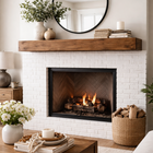 Entrepot La Grange Floating Beam Fireplace Mantel - 60" L x 7" D x 5" T - Medium Walnut-Real Wood