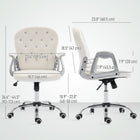 Vinsetto Office Chair with Adjustable Height and Tufted Back - Cream White-360° swivel seat for easy mobility and optimal task engagement