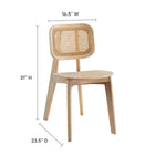 Modway Habitat Wood Dining Side Chair - Grey-Woven Rattan Cane Seat