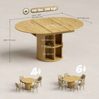 HOMCOM 43.3"-59" Round Extendable Table with Double Shelves & Fluted Doors for 4-6 - Natural Wood-Sliding-door base adds farmhouse charm and hidden storage
