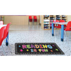 Ashley Productions The Original Fun Mat Mat Runner - 15.5" x 47" - Reading is Fun-Slip-Resistant and Durable: Heavy-duty rubber backing ensures safety and durability, perfect for high-traffic areas.
