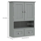 kleankin Bathroom Wall Cabinet with Shelf and Drawers - Grey-Made of MDF for robust construction