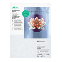 Cricut Printable Iron-On Glitter Kit - 8.5" x 11"-4 Sheets Printable Iron-On 8.5" x 11" (21.6 cm x 27.9 cm), 4 Sheets Glitter Overlay 8.5" x 11" (21.6 cm x 27.9 cm)