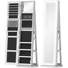 HOMCOM Jewelry Cabinet with Full Length Mirror - 21.7" L x 21.7" W x 62.4" H - White-Full length standing mirror offers a clear reflection 