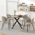 HOMCOM 47" Round Dining Table with Steel Legs - Grey Wood Grain and Black-47.2" (120 cm) round tabletop seats four, great for family meals