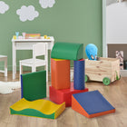 Soozier Soft Play Foam Climbing Blocks 7-Piece Set - Primary Colours-Play foam includes three cuboids, ramp, wave dip, quarter cylinder, and cylinder 