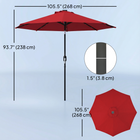 Outsunny Solar Patio Umbrella with LED Lights and Tilt - 9' - Wine Red-Air vented top design to keep cool and provide well air circulation