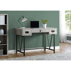 Monarch I 7413 Wood Grain with Black Metal Computer Desk - Grey-2 side drawers on metal glides accented with trendy black metal pulls
