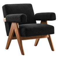 Modway Lyra Boucle Fabric Armchair - Black-Ergonomic Design for Comfort