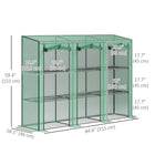 Outsunny Lean-to Mini Greenhouse with 3 Tier Shelves & 3 Roll-Up Doors - Green- Roll-up zipped doors ensure easy entry and optimal ventilation
 