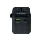 Verbatim Universal Travel Adapter 20 W - 3.50" L x 2.20" W x 4.10" H - Black-Shutter safety function prevents foreign objects being inserted into sockets