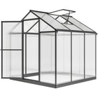 Outsunny 6' x 8' x 6.4' Polycarbonate Greenhouse - Charcoal Grey- Powder-coated aluminium alloy frame offers durable support    
 