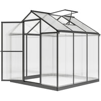 Outsunny 6' x 8' x 6.4' Polycarbonate Greenhouse - Charcoal Grey- Powder-coated aluminium alloy frame offers durable support    
 