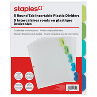 Staples Round Tab Insertable Dividers - 5 Tab - Coloured-Insertable Tabs