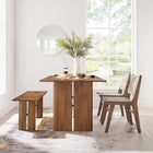 Modway Amistad 60" Wood Dining Table and Bench Set - Walnut-Assembly Required