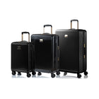 Champs Luxe 3-Piece Hardside Luggage Set - Expandable - Black-From the Luxe Collection