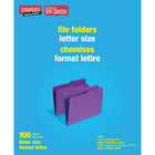 Staples 1/2 Cut File Folders - Letter Size - Violet - 100 Pack-Durable, pre-printed file folders with 1/2-cut tabs for easy labelling and long-lasting use