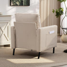 HOMCOM Modern Accent Chair with Metal Legs - Side Pockets - Thick Cushion for Bedroom - Beige-Seat Size: 22" W x 19.7" D x 18.5" H (56 x 50 x 47 cm)
