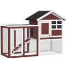 PawHut 49" Wooden Rabbit Hutch with Slant Roof and Run - Brown-Large rabbit hutch with outdoor run, ideal for rabbits, bunnies, and other small animals 